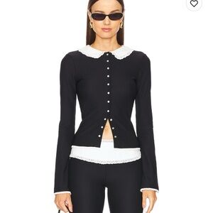 Black Button-Front Long Sleeve top, pants and belt included